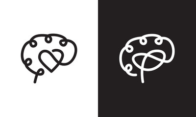 love brain logo design, Human brain icon innovation intelligence vector illustration.