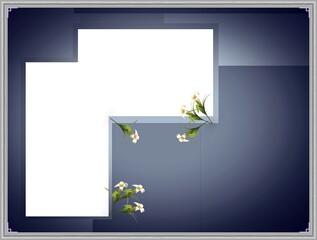 Gray background with white colors, frames with space for text, 3d rendering