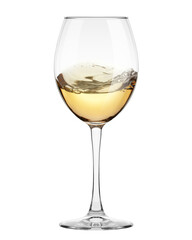 white Wine in glass isolated on white background, full depth of field