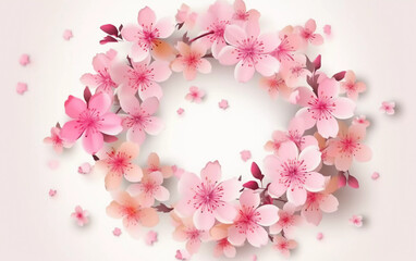 Fototapeta na wymiar pink cherry blossom on a white background