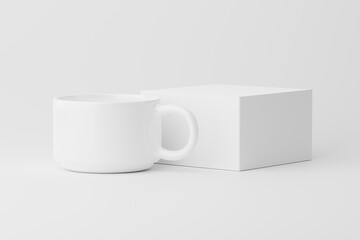Ceramic Mug Cup For Coffee Tea White Blank 3D Rendering Mockup