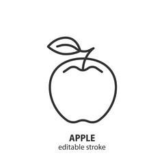 Apple line icon. Fruit outline vector design. Editable stroke.