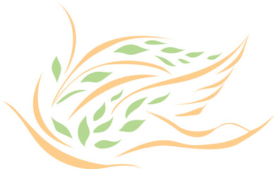 Fototapeta na wymiar Symbol of spring or summer in the form of a gentle abstract swan with green leaves. Isolated vector image on a white background.