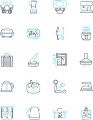 Dwelling adornment linear icons set. Style, Decor, Furniture, Lighting, Color, Texture, Pattern line vector and concept signs. Accent,Detail,Furnish outline illustrations