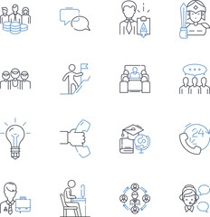 Job assignments line icons collection. Tasks, Projects, Duties, Responsibilities, Assignments, Delegations, Objectives vector and linear illustration. Goals,Missions,Targets outline signs set