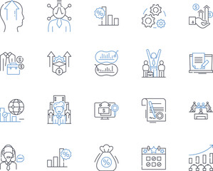 Pricing analysis line icons collection. Cost, Profitability, Revenue, Margins, Pricing strategy, Competition, Price elasticity vector and linear illustration. Market demand,Markup,Break-even outline