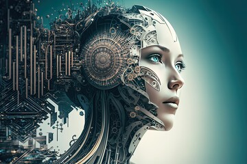 a woman's head with a futuristic design on it Generative AI