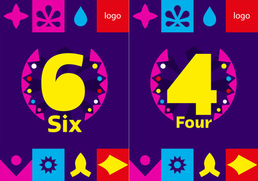 4 four and 6 Sixer Illustration for cricket Match. vector