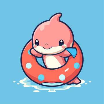 Cartoon funny sea animal mascot vector illustration character concept animal summer icon isolated