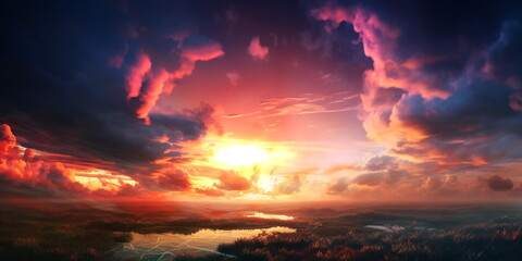 Obraz premium night sky ,dramatic sunset orange dramatic cloudy blue sky nature landscape