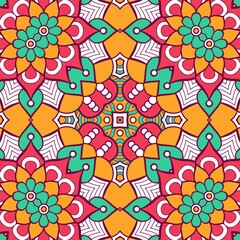 Abstract Pattern Mandala Flowers Plant Art Colorful Red Green Yellow 657