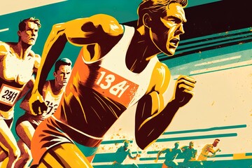 a illustration of a man running in a race Generative AI
