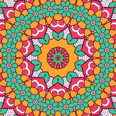 Abstract Pattern Mandala Flowers Plant Art Colorful Red Green Yellow 628