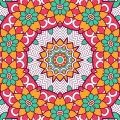 Abstract Pattern Mandala Flowers Plant Art Colorful Red Green Yellow 627