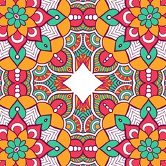 Abstract Pattern Mandala Flowers Plant Art Colorful Red Green Yellow 621