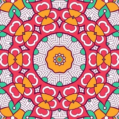 Abstract Pattern Mandala Flowers Plant Art Colorful Red Green Yellow 595