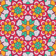 Abstract Pattern Mandala Flowers Plant Art Colorful Red Green Yellow 589