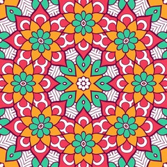 Abstract Pattern Mandala Flowers Plant Art Colorful Red Green Yellow 588