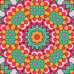 Abstract Pattern Mandala Flowers Plant Art Colorful Red Green Yellow 584