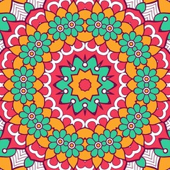 Abstract Pattern Mandala Flowers Plant Art Colorful Red Green Yellow 583