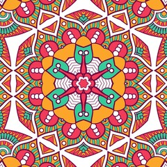 Abstract Pattern Mandala Flowers Plant Art Colorful Red Green Yellow 570