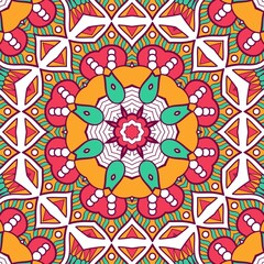 Abstract Pattern Mandala Flowers Plant Art Colorful Red Green Yellow 569