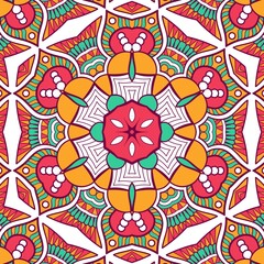 Abstract Pattern Mandala Flowers Plant Art Colorful Red Green Yellow 537