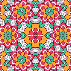Abstract Pattern Mandala Flowers Plant Art Colorful Red Green Yellow 531