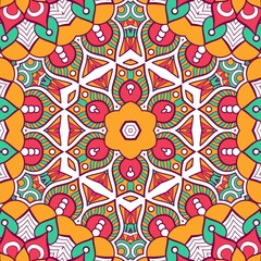Abstract Pattern Mandala Flowers Plant Art Colorful Red Green Yellow 527