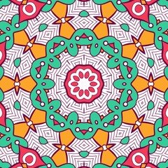 Abstract Pattern Mandala Flowers Plant Art Colorful Red Green Yellow 523