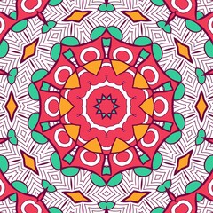 Abstract Pattern Mandala Flowers Plant Art Colorful Red Green Yellow 484