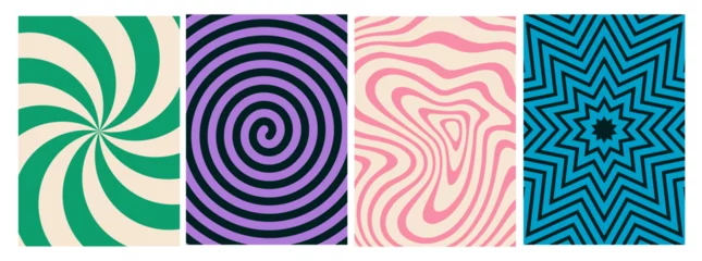 Rolgordijnen Psychedelic Swirl Carnival Pattern. Retro Waves, Swirl, Twirl Background. Abstract Groovy Texture. Y2k aesthetic © Briddy