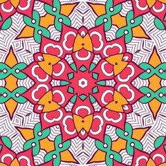 Abstract Pattern Mandala Flowers Plant Art Colorful Red Green Yellow 479