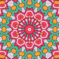 Abstract Pattern Mandala Flowers Plant Art Colorful Red Green Yellow 476