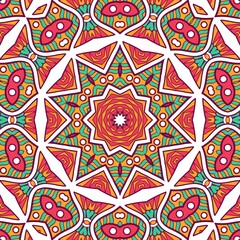 Abstract Pattern Mandala Flowers Plant Art Colorful Red Green Yellow 442