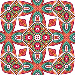 Abstract Pattern Mandala Flowers Plant Art Colorful Red Green Yellow 437
