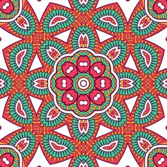 Abstract Pattern Mandala Flowers Plant Art Colorful Red Green Yellow 436