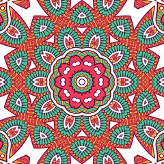 Abstract Pattern Mandala Flowers Plant Art Colorful Red Green Yellow 434