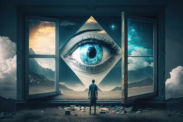 a man standing in front of an open window Generative AI