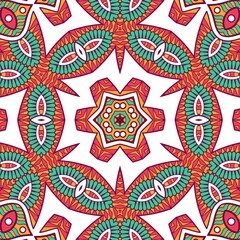 Abstract Pattern Mandala Flowers Plant Art Colorful Red Green Yellow 424