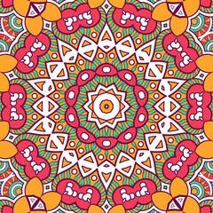 Abstract Pattern Mandala Flowers Plant Art Colorful Red Green Yellow 393