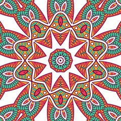 Abstract Pattern Mandala Flowers Plant Art Colorful Red Green Yellow 376