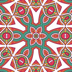 Abstract Pattern Mandala Flowers Plant Art Colorful Red Green Yellow 331
