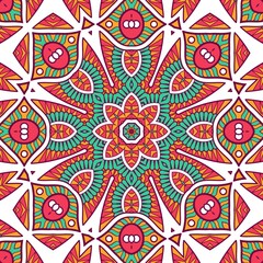 Abstract Pattern Mandala Flowers Plant Art Colorful Red Green Yellow 330
