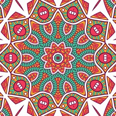 Abstract Pattern Mandala Flowers Plant Art Colorful Red Green Yellow 329