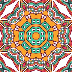 Abstract Pattern Mandala Flowers Plant Art Colorful Red Green Yellow 319