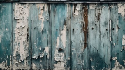 Close-up of White and Teal Painted Wooden Wall