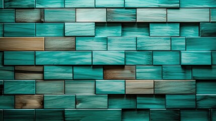 Close-up of Teal Painted Wooden Wall