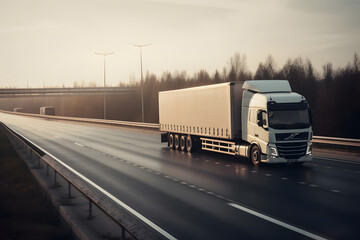 Truck with an empty Space for an Advertising, made with generative AI