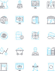 Green energy linear icons set. Solar, Wind, Hydro, Geothermal, Biomass, Green, Renewable line vector and concept signs. Sustainable,Eco-friendly,Clean outline illustrations